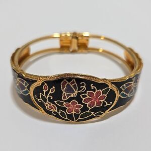 Vintage 1980's Black Floral Bracelet